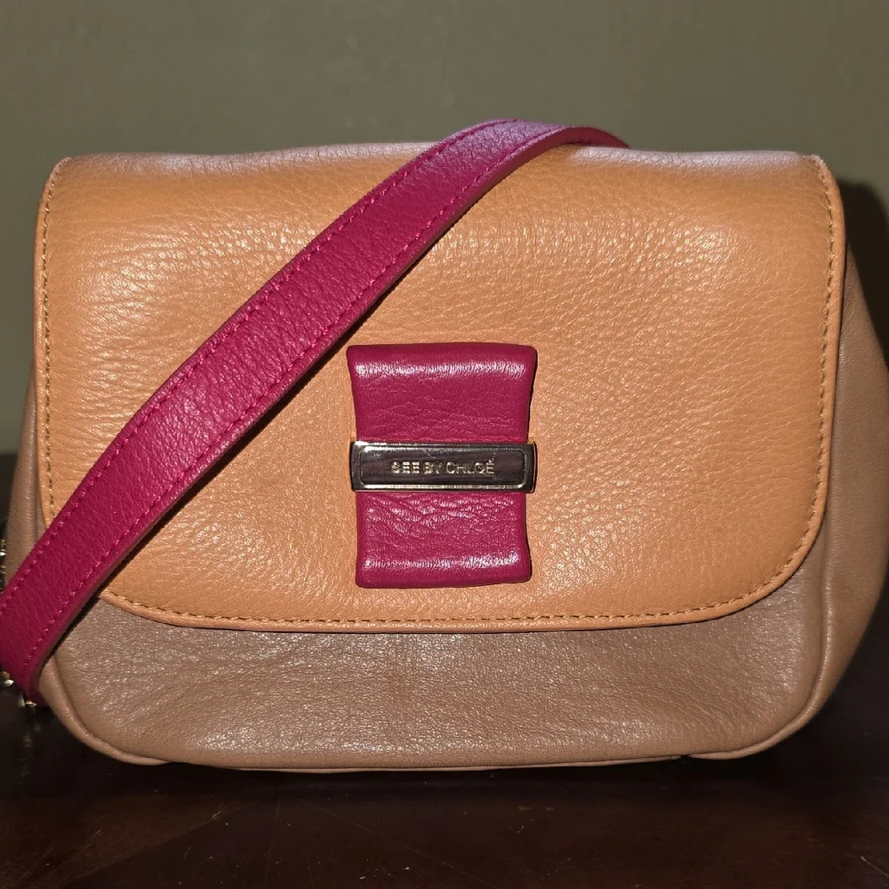 See By Chloe Tan and Pink Crossbody Bag - Picture 1 of 11